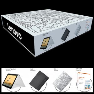 Pachet Laptop 2 in 1 LENOVO Yoga Book YB1-X91L cu Windows 10 Pro preinstalat + Office 365 + Husa + Skin laptop