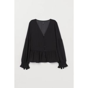 Bluza in V cu peplum de bumbac