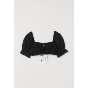 Top cropped cu maneci bufante