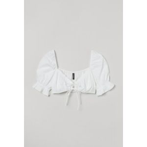 Top cropped cu maneci bufante