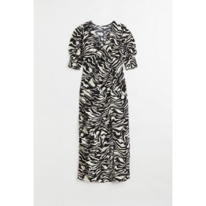 Rochie din crep cu maneci bufante