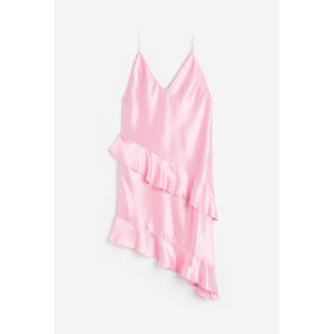 Rochie de satin cu bretele si volane