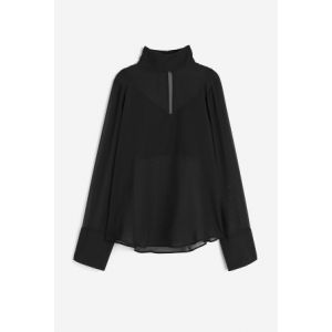 Bluza transparenta cu guler ridicat