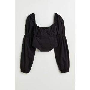 Bluza cropped cu maneci bufante