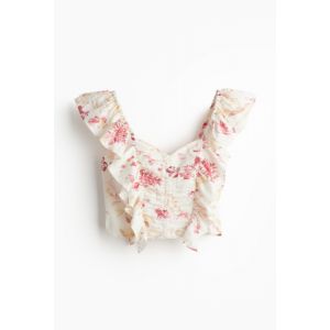 Bluza cropped din amestec de in