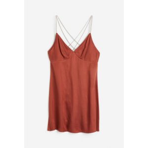 Rochie de satin cu bretele cu strasuri