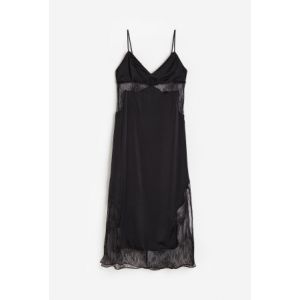Rochie din satin cu bretele si dantela