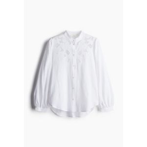 Bluza din amestec de in cu broderie englezeasca