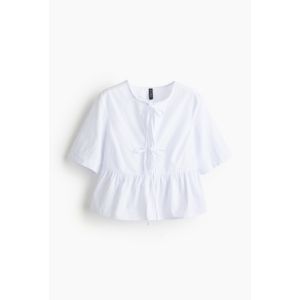 Bluza din poplin cu snururi in fata