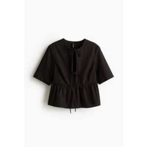 Bluza din poplin cu snururi in fata