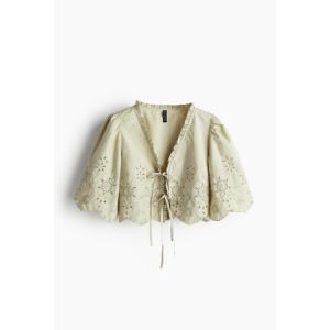 Bluza cropped cu broderie englezeasca