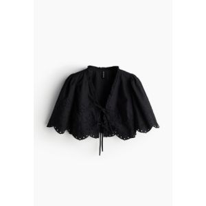 Bluza cropped cu broderie englezeasca