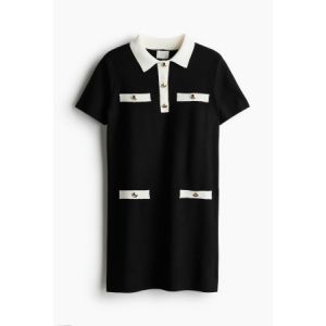 Rochie tricotata fin cu guler