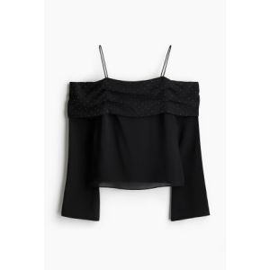 Top din sifon cu umerii goi