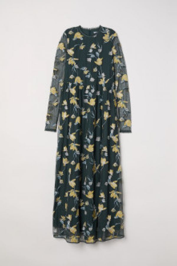  Rochie lunga cu broderie