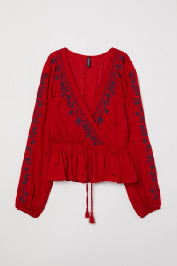  Bluza in V cu broderie