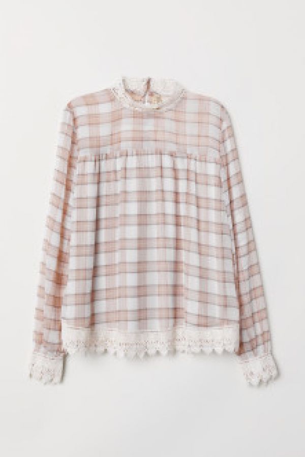  Bluza de sifon cu dantela
