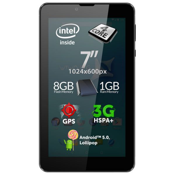  Tableta ALLVIEW Viva i7G, Wi-Fi + 3G, Quad Core Intel® Atom™ x3 1.0GHz, 8GB, 1GB, Android Lollipop 5.1, negru