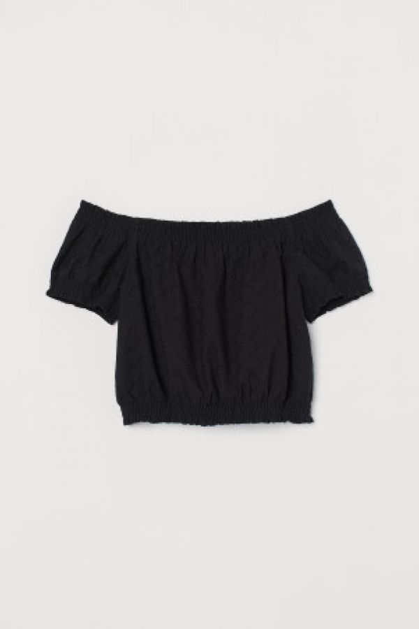  Bluza de bumbac cu umerii goi