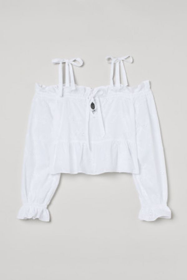  Top cropped cu broderie
