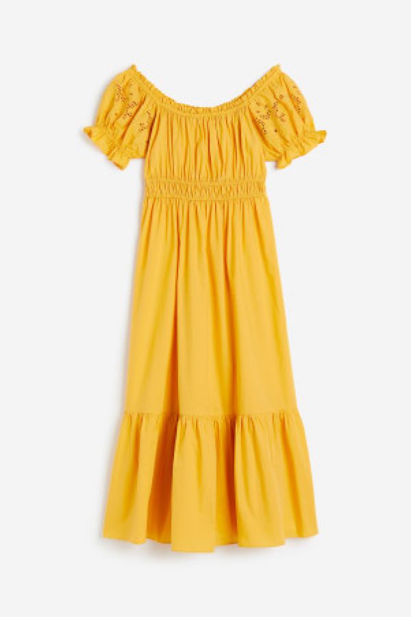  Rochie de bumbac cu umerii goi