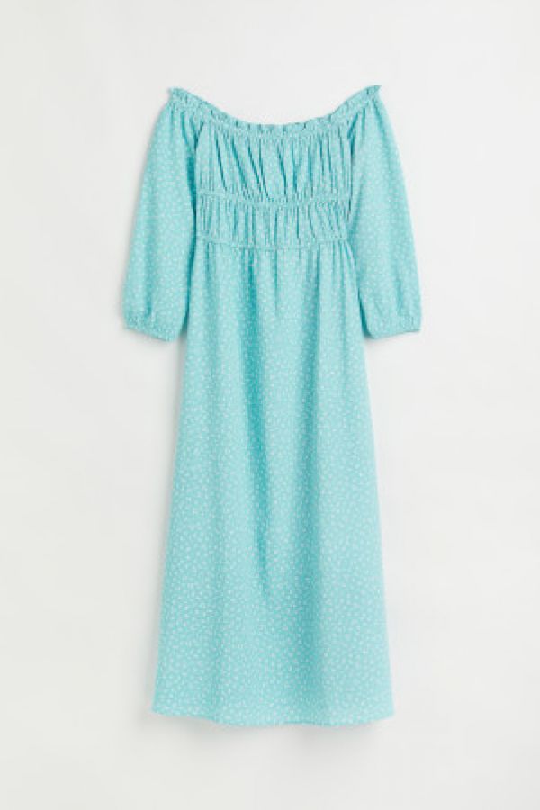 Rochie din crep cu umerii goi