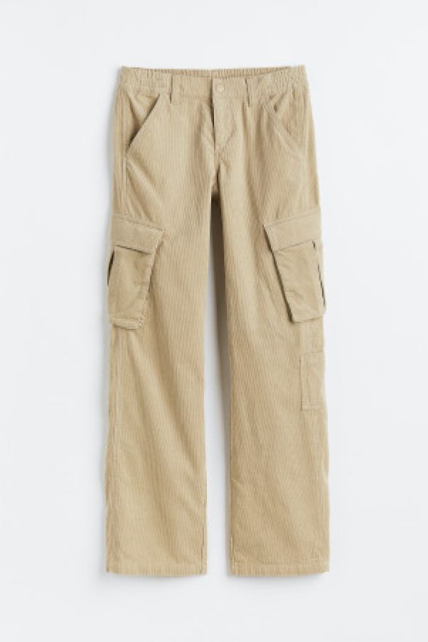  Pantaloni cargo din catifea reiata