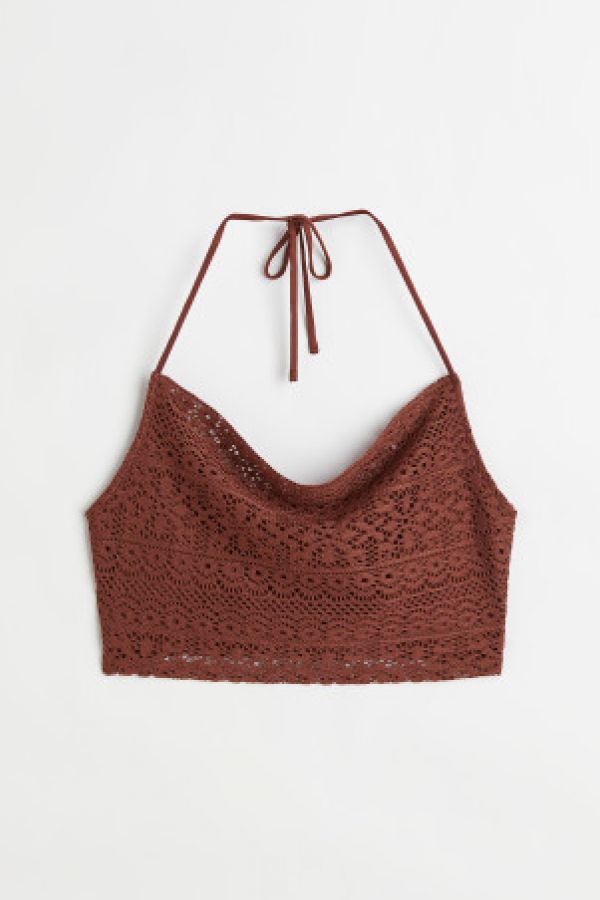  Top crop cu aspect crosetat