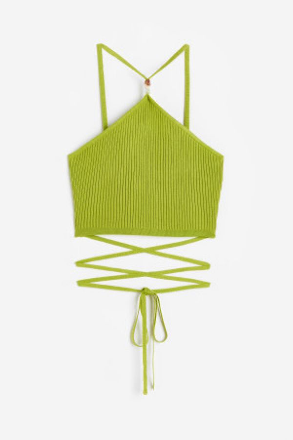  Cropped tie-detail top