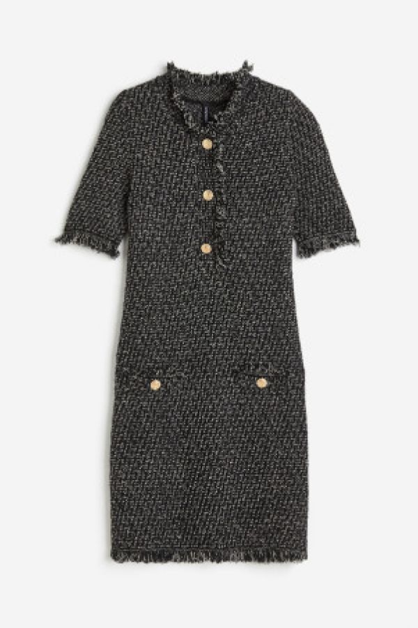  Rochie tricotata texturat cu margine cu franjuri