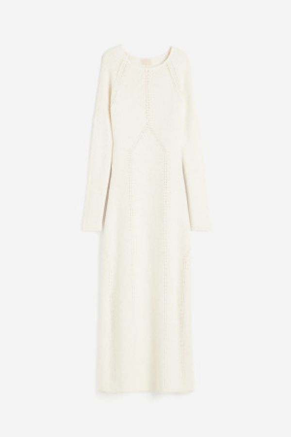  Rochie tricotata cu model pointelle