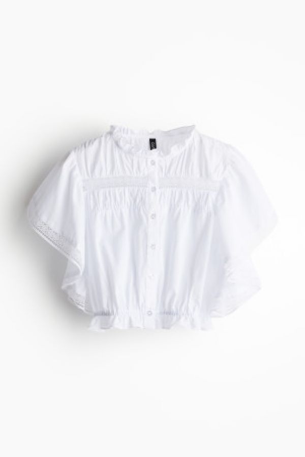  Bluza cu insertii de dantela si cu maneci-fluture