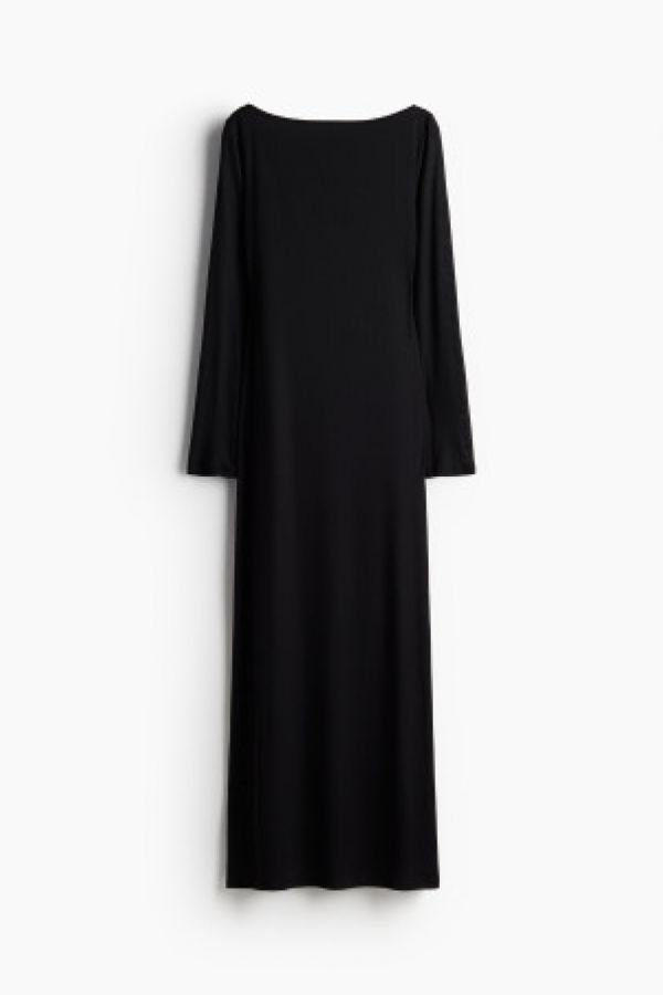  Rochie maxi cu decolteu barcuta
