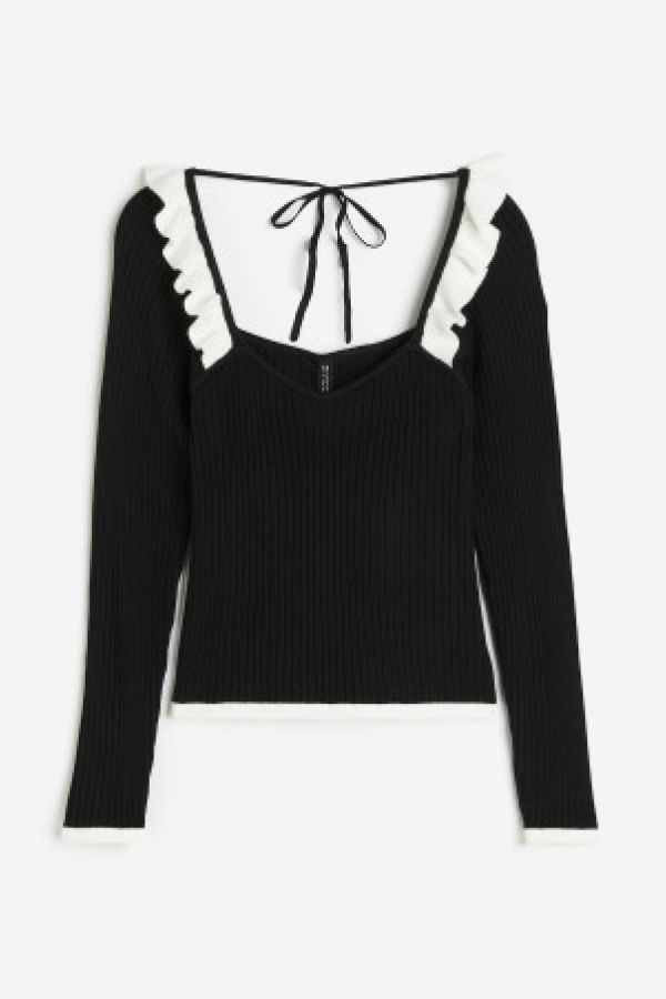  Bluza tricotata reiat cu volanas