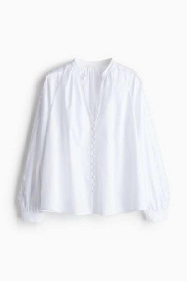  Bluza de bumbac cu detalii cu broderie