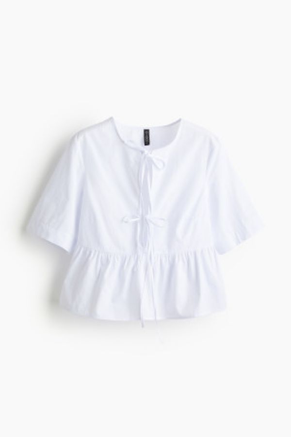  Bluza din poplin cu snururi in fata