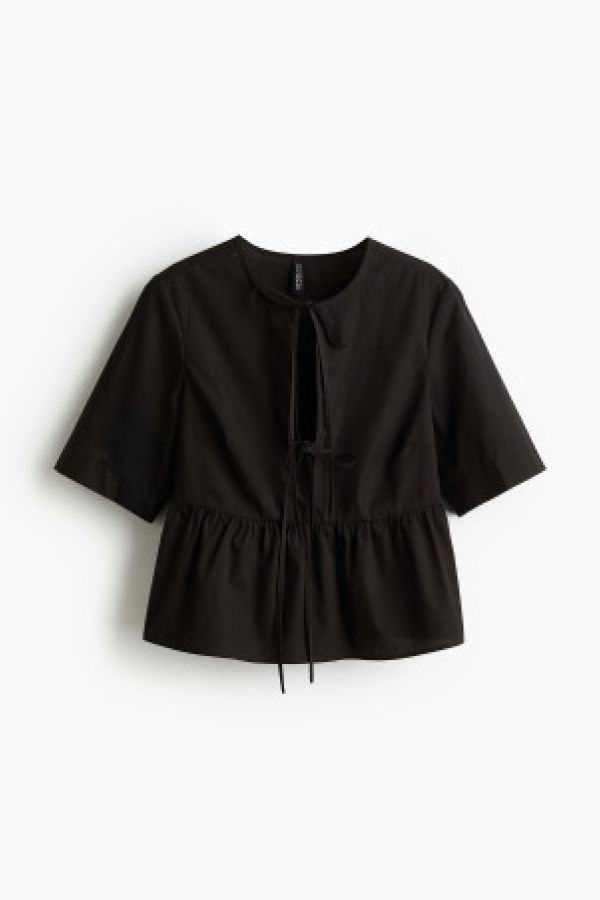  Bluza din poplin cu snururi in fata