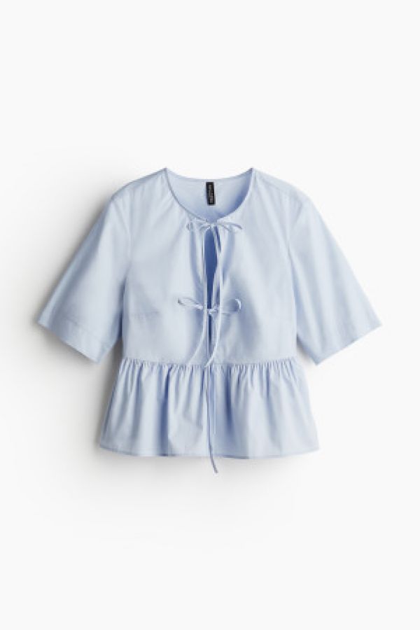  Bluza din poplin cu snururi in fata