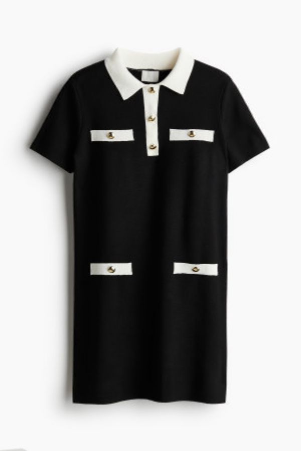  Rochie tricotata fin cu guler