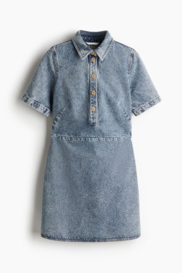  Rochie din denim cu guler