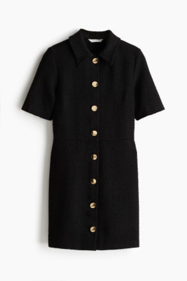  Rochie din boucle cu nasturi in fata