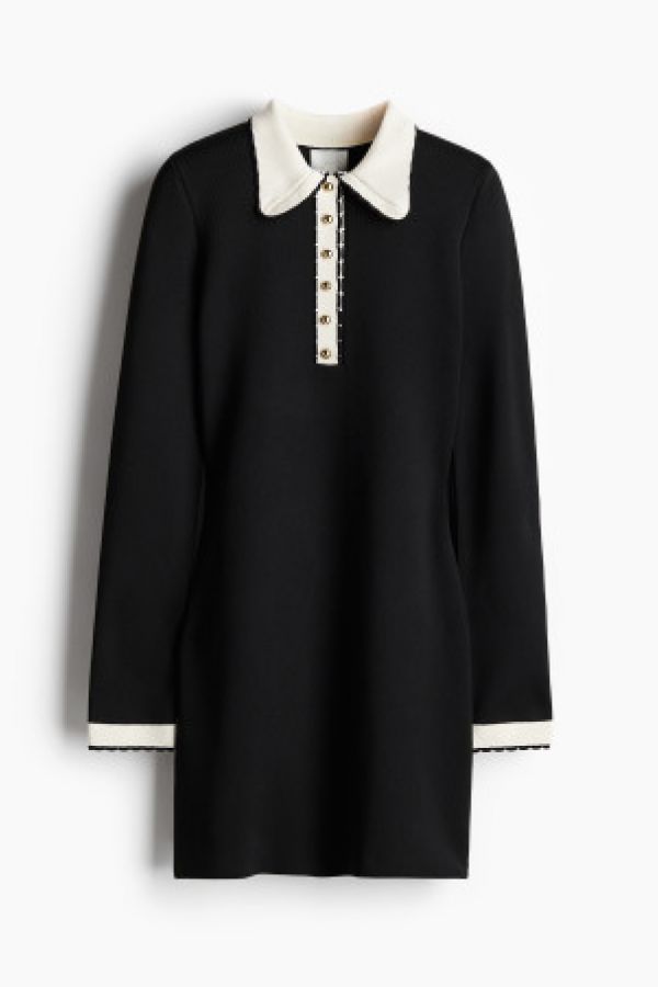  Rochie tricotata cu guler
