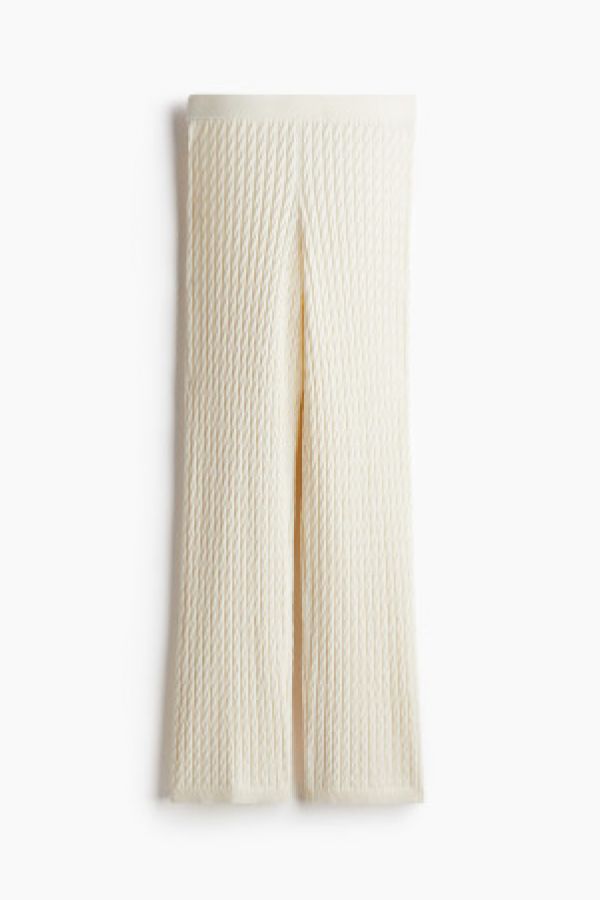 Pantaloni tricotati cu torsade din mix de casmir