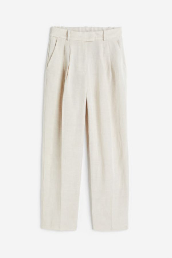  Pantaloni conici din amestec de in