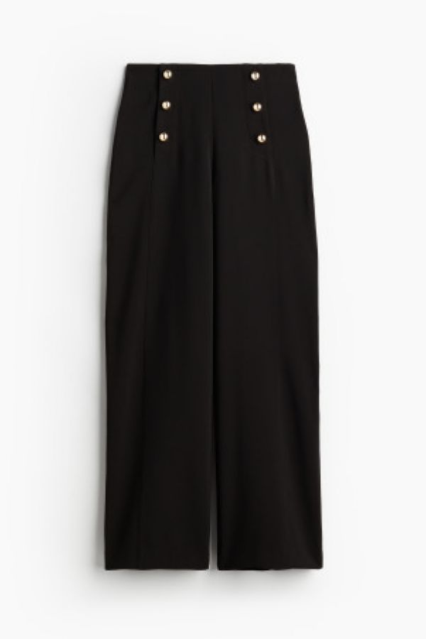  Pantaloni din twill cu nasturi in fata