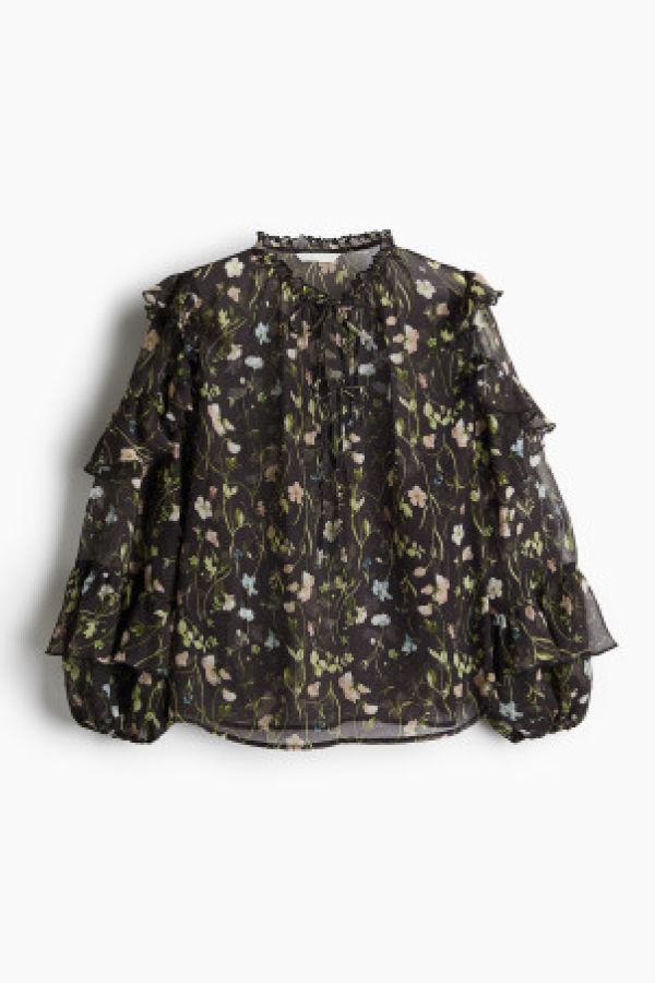  Bluza din sifon cu volane