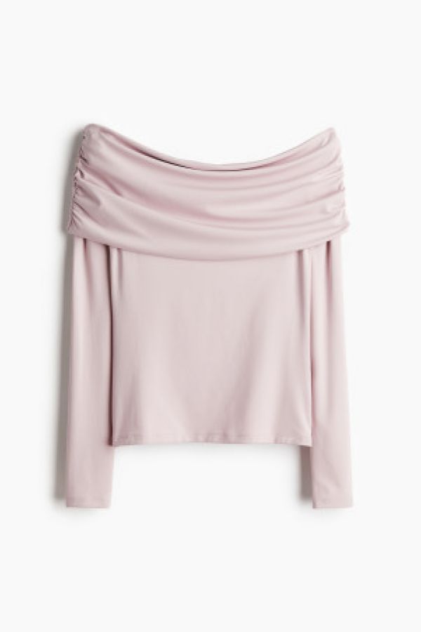  Bluza cu umerii goi incretita