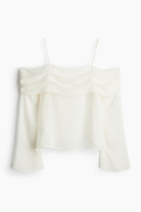  Top din sifon cu umerii goi