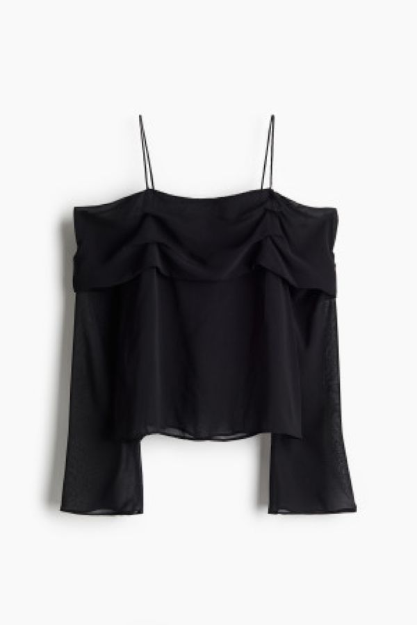  Top din sifon cu umerii goi