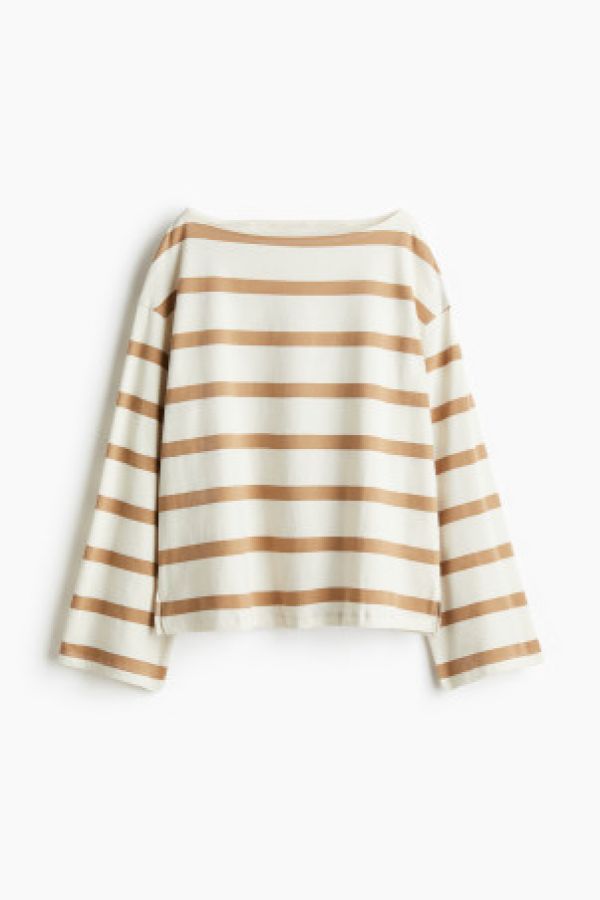  Bluza din bumbac cu decolteu barcuta